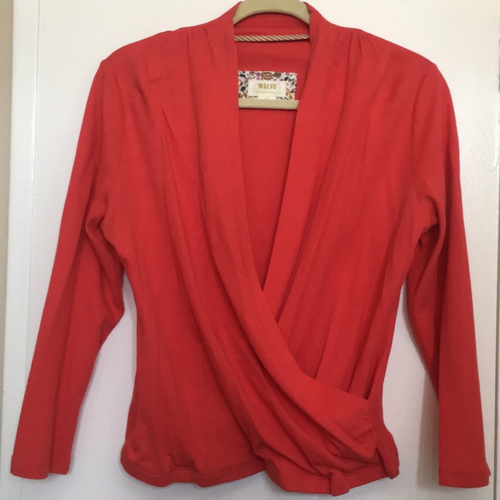 Anthropologie Maeve deep v cross front blouse